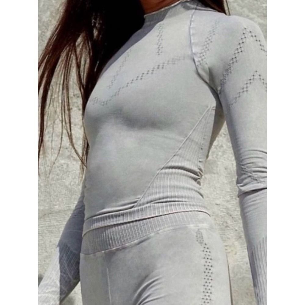 FP Movement by Free People Good Karma Gray Compression Top Yoga Women Size M/L